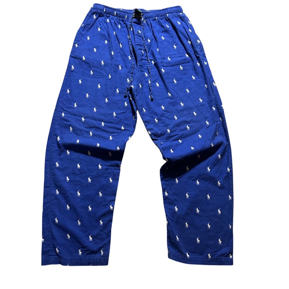 Polo Ralph Lauren Pajama Pants Mens Large Blue All Over Pony Logo Print